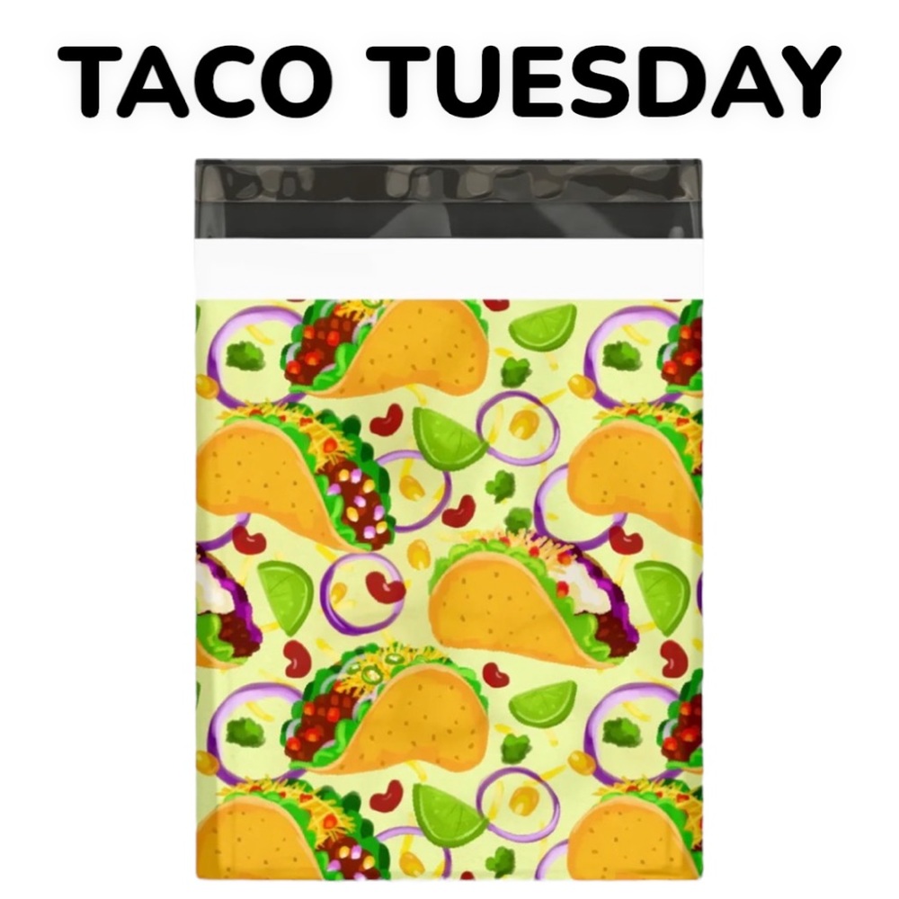 50 10X13 Poly Mailers, Tacos Taco Shipping Envelopes PRICE IS FIRM - Picture 4 of 5